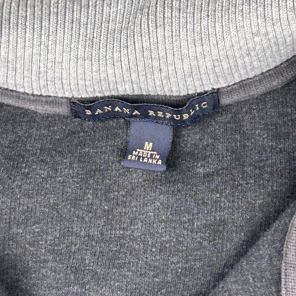 Banana Republic Mens Quarter Zip Pullover Sweater Charcoal Gray Cotton Size M